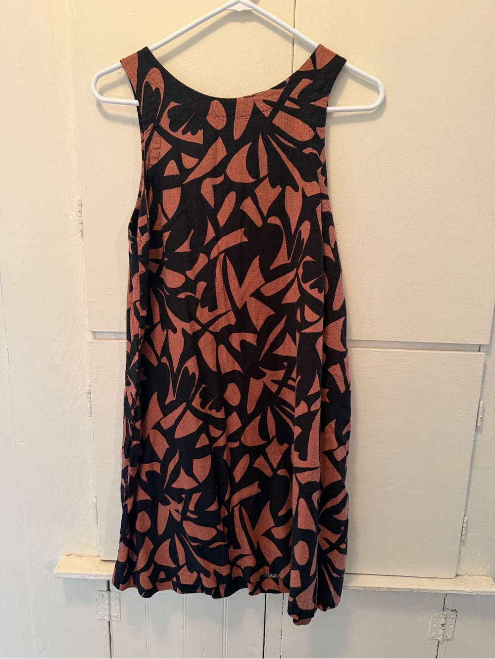 a new day Black and Rust Abstract Print Sleeveless Dress